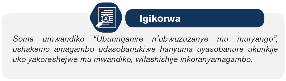 Course: Kinyarwanda SME & SSE Copy 1, Topic: UMUTWE WA UBURINGANIRE N ...